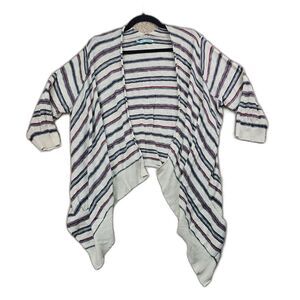 Maurices Striped Open Front High-Low Cardigan Cream Blue Red Women's Size XL